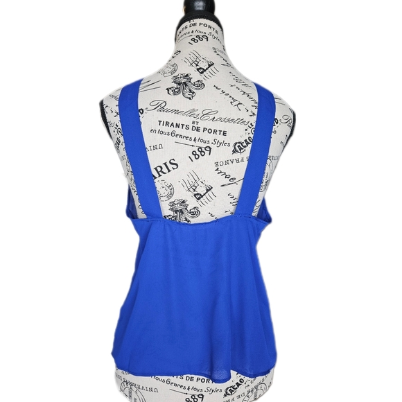 NWOT - Ana + Esme - Blue Twist Front Keyhole Blouse - Picture 2 of 3